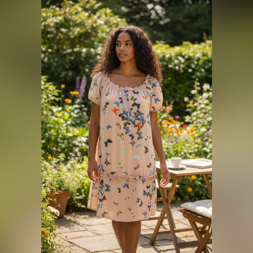 la fée Maraboutée Butterfly Print Tunic Dress Size 38